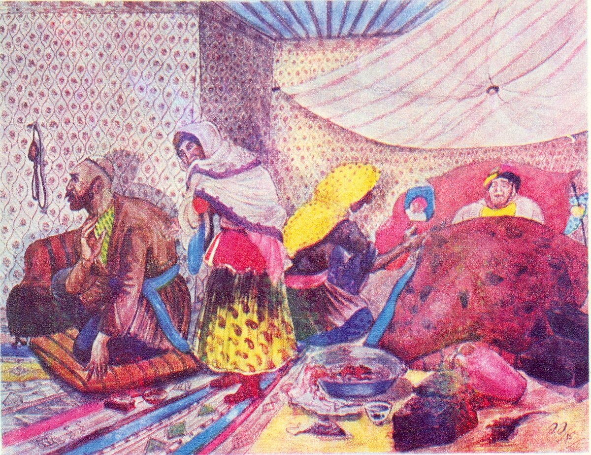 Азим Азимзаде «Родилась девочка», 1937 Добавьте описание
