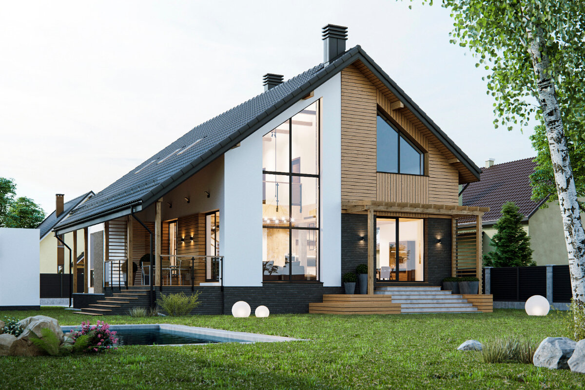 Дом с окнами на одну сторону