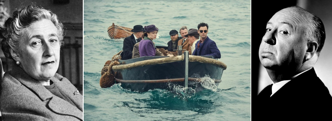 Агата Кристи (фото из открытого доступа Яндекс.картинки), кадр из сериала «И никого не стало»/«And Then There Were None», 2015 – экранизации романа Агаты Кристи «Десять негритят», Альфред Хичкок (фото из открытого доступа Яндекс.картинки)  