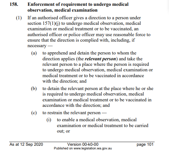Выдержки из Закона об общественном здравоохранении Австралии 2016 года и его поправкам