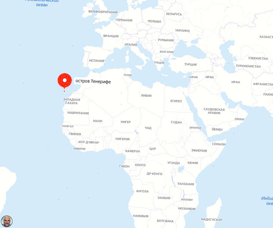 Расположение островов Тенерифе на карте мира