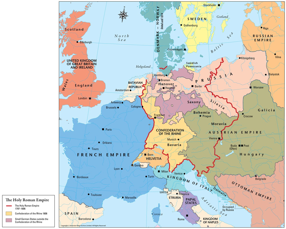 Красная линия - границы СРИ к 1806 году. 