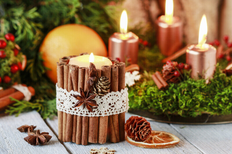 Christmas Cake on Wood