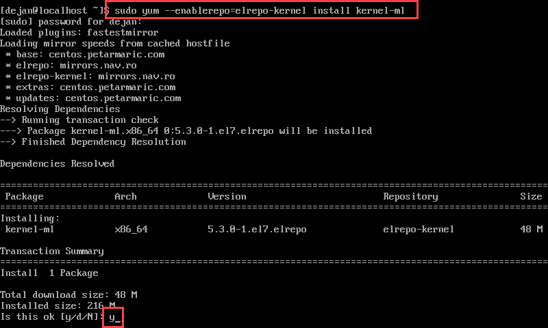 Linux yum install