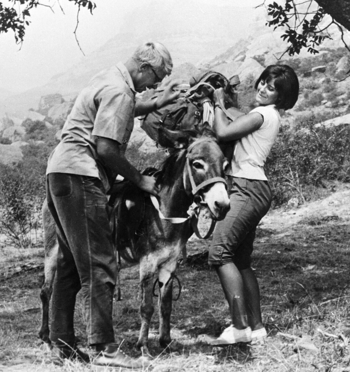 Главные герои и упрямый осёл. Подножье Демерджи