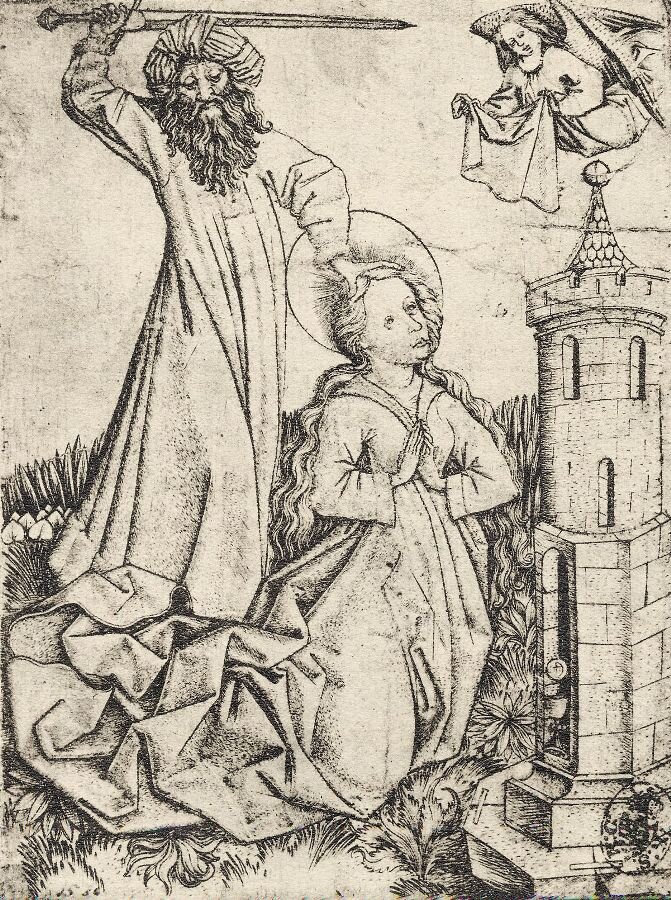 Гибель Варвары Илиопольской. Старинный рисунок. 