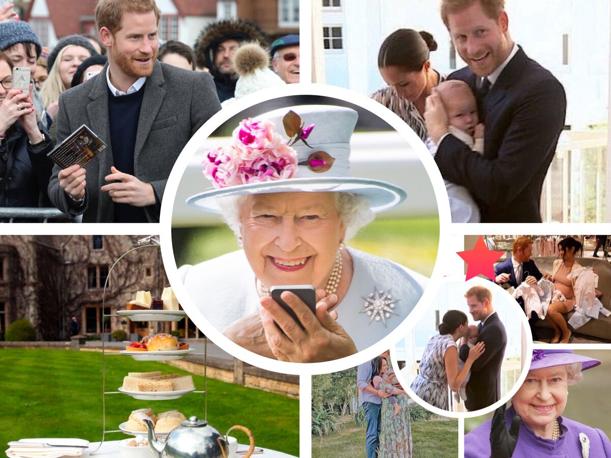 королева приглашает внука попить чайку-фотоколлаж автора 