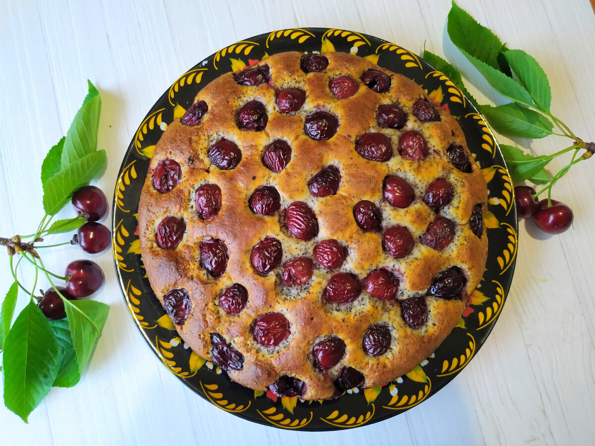 Пышный пирог с вишнями (черешней) на сметане! Нет ничего вкуснее к чаю  летом! | Рецепты Светланы Аникановой | Дзен