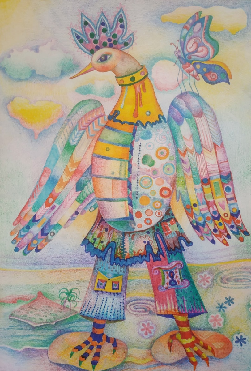 Моя творческая работа цветными карандашами, февраль 2022 года.