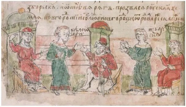 Призвание варягов. Радзивилловская летопись. 15 век