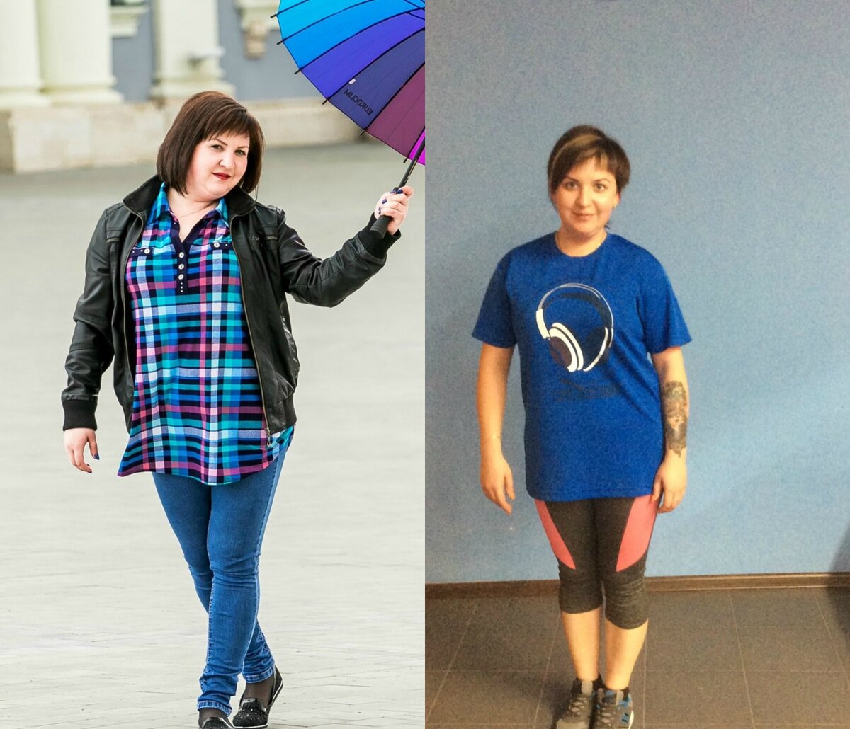 Фото слева - 77 кг, справа - 68 кг.