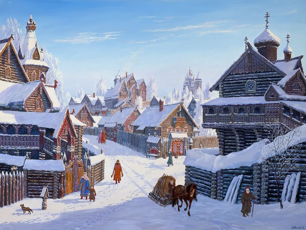 Погожий зимний день в древнерусском городе 
