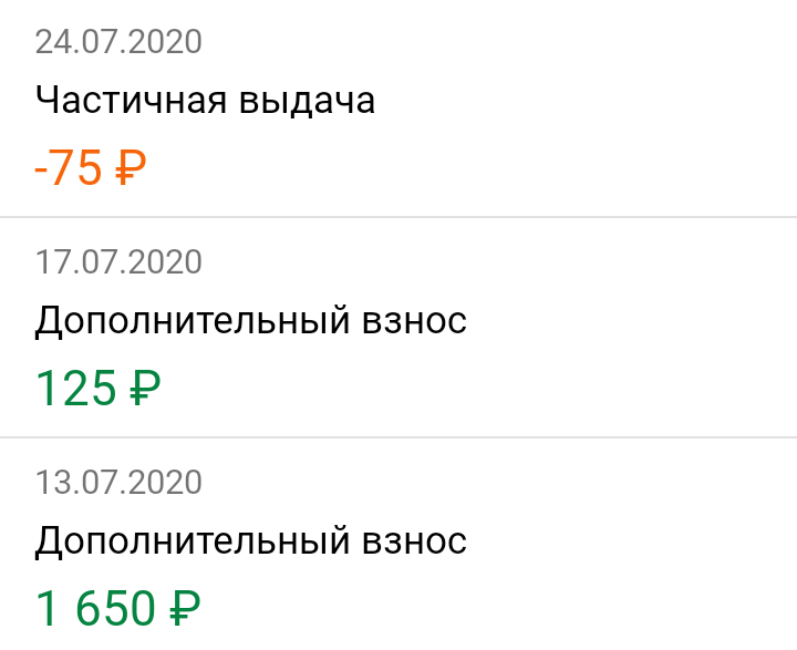 Позже внесла снятую сумму, до первоначального взноса.