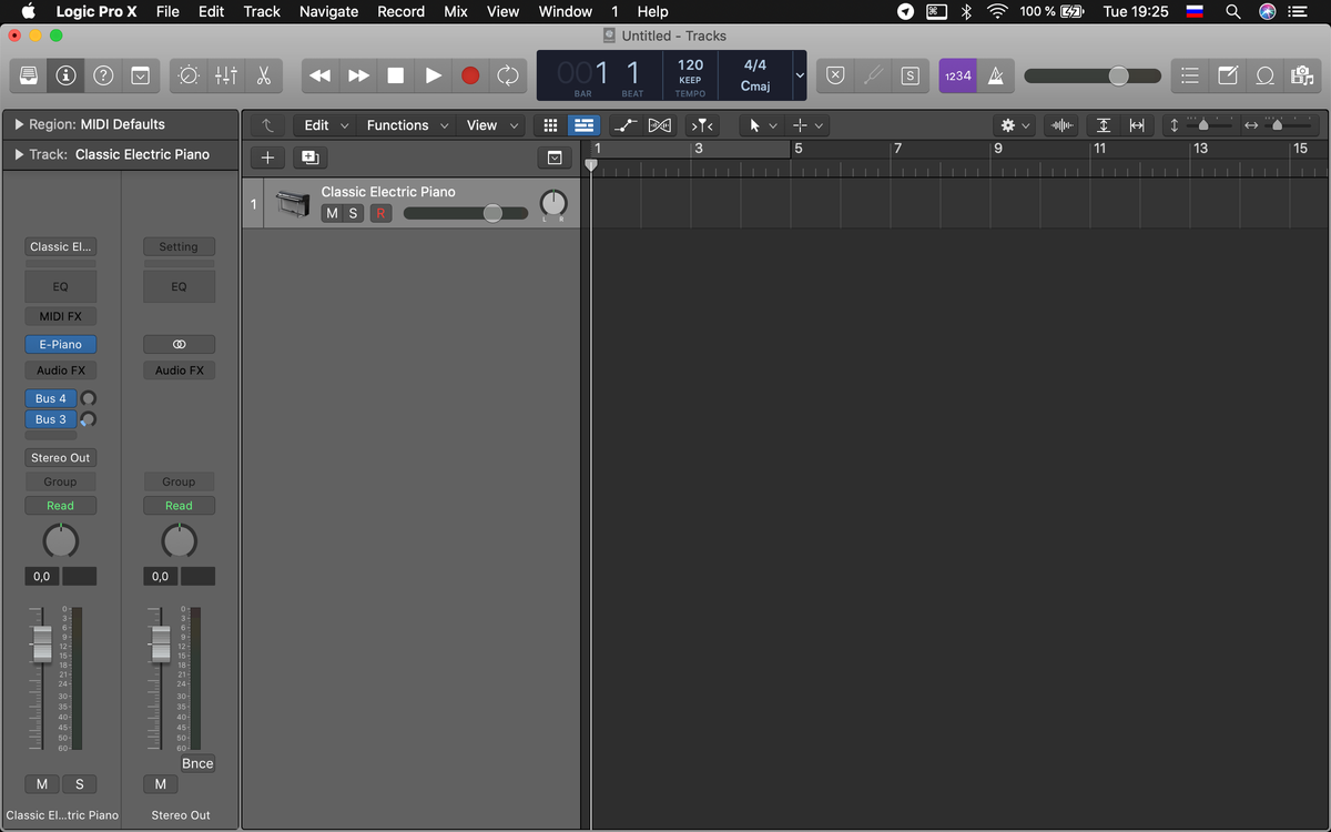 Стартовое окно "Logic Pro X"