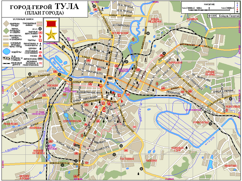 План города тула с улицами и домами