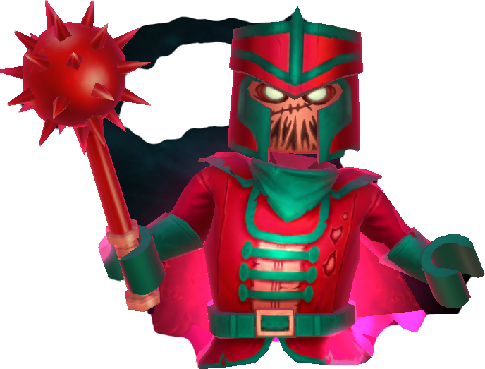 Сэр Кейн "Псих". Представитель Старого Света в Историческом музее Ньюбери. Он все еще злится, что потерял куриную жареную ножку. Артефакт: булава. У него костюм рыцаря-воина с лиловым плащом. Редкость составляет 2 звезды. На его лице виден  огромный шрам. Одет он аккуратно, мне нравится.