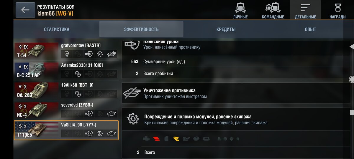 Так показано повреждения модулей в статистике