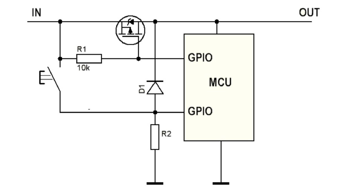 Схема включения питания одной кнопкой
