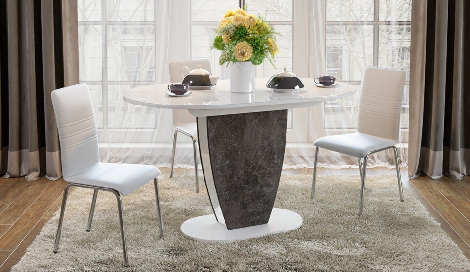 Стол кухонный Монреаль Белый глянец/моод тёмный