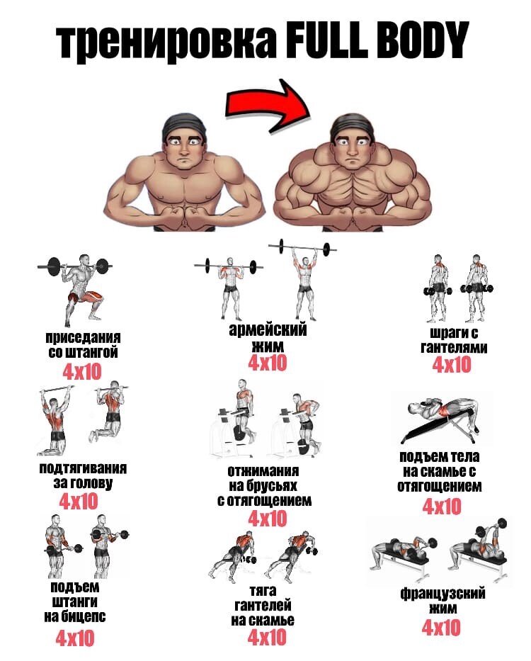 Фулбади тренировка для мужчин в тренажерном зале для набора