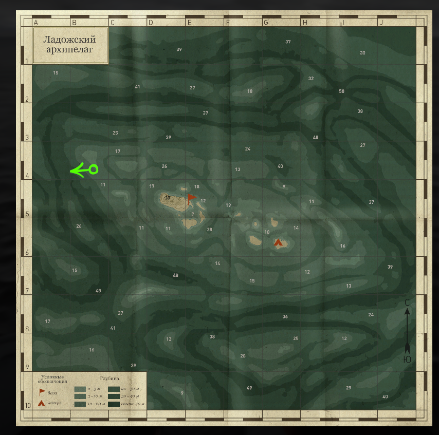 квадрат В4  четко под возвышенностью