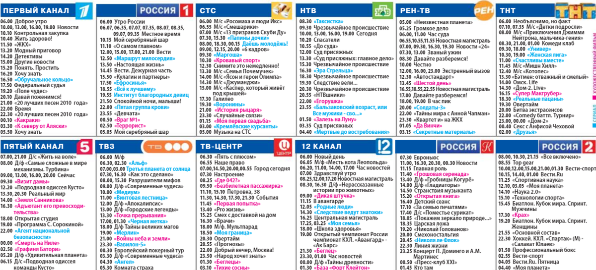 Программа телепередач на сегодня ств