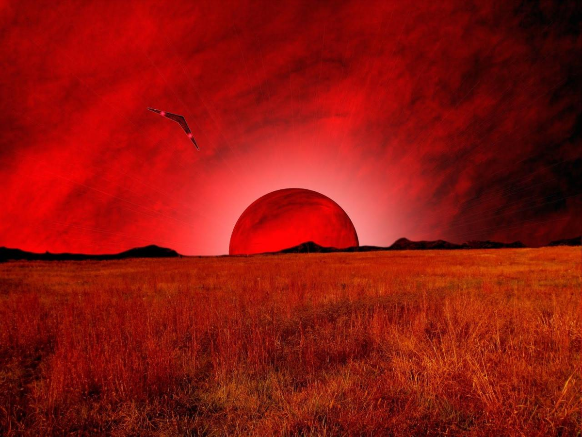 Красное солнце. Красный закат. Кроваво красное солнце. Красная Луна.