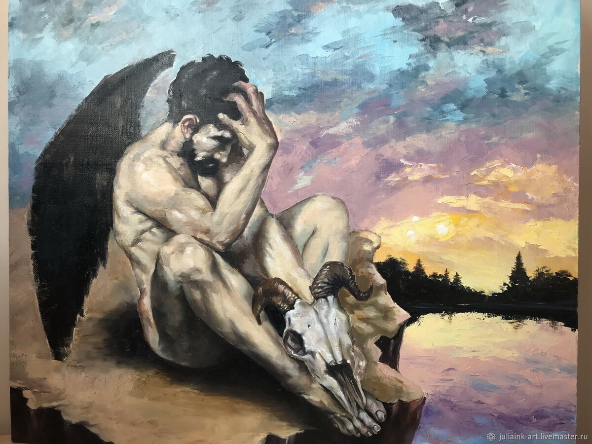  Демон сидящий. "Кого как искушать  будем?"...