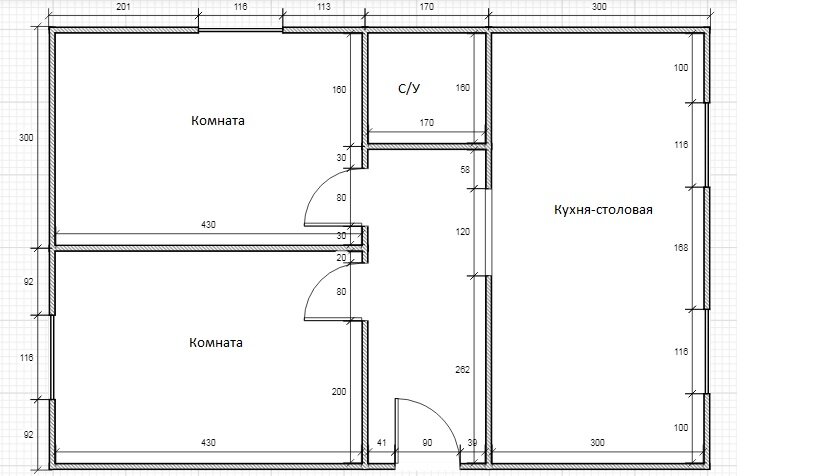 Примерно так планируется, сейчас строятся 2 комнаты, остальное будет пристраиваться. Рисовал сам в онлайне.