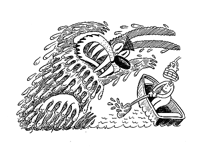 Карикатуры на случай с водяным кроликом. Illustration by Slug Signorino