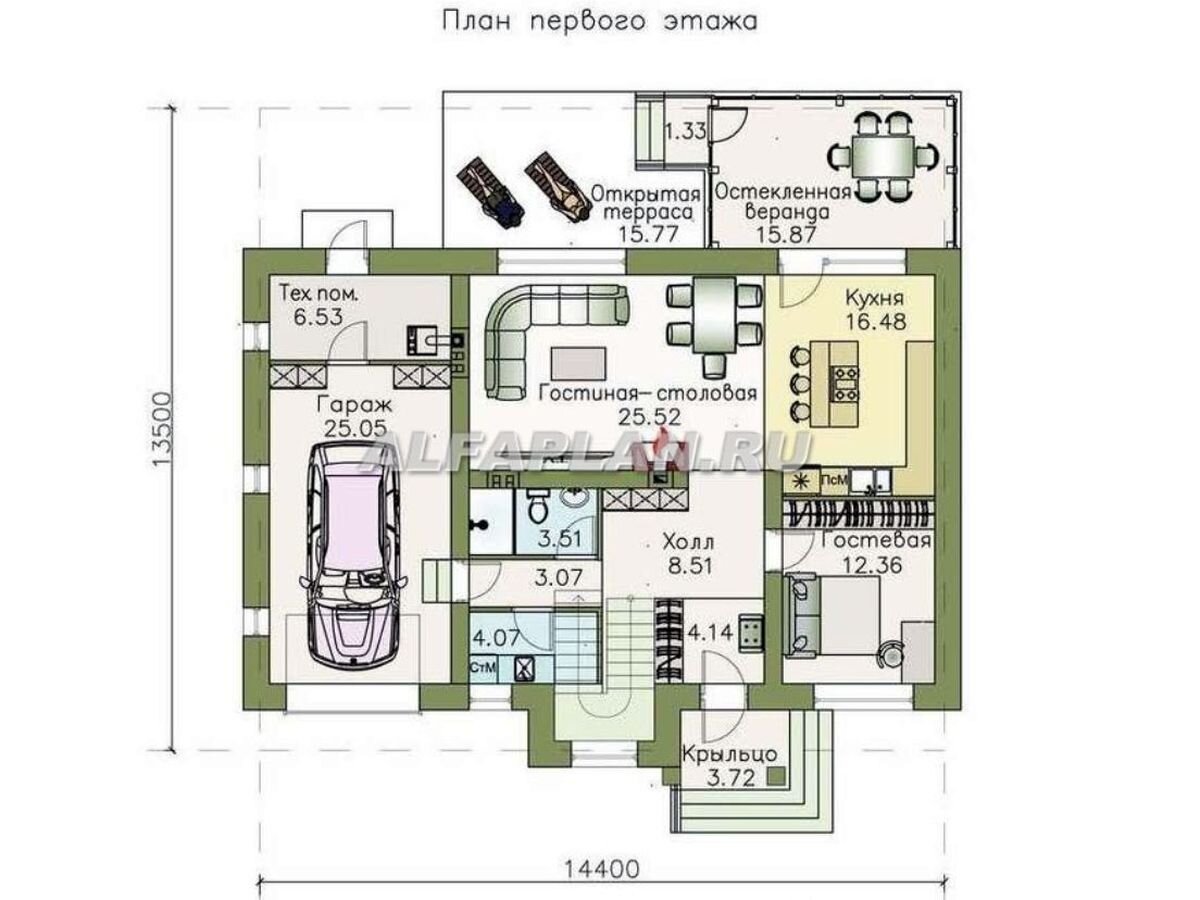 Проект дома 317В «Либезюсефрау», 4 спальни + теплый гараж, 203м. |  Популярные проекты домов Альфаплан | Дзен