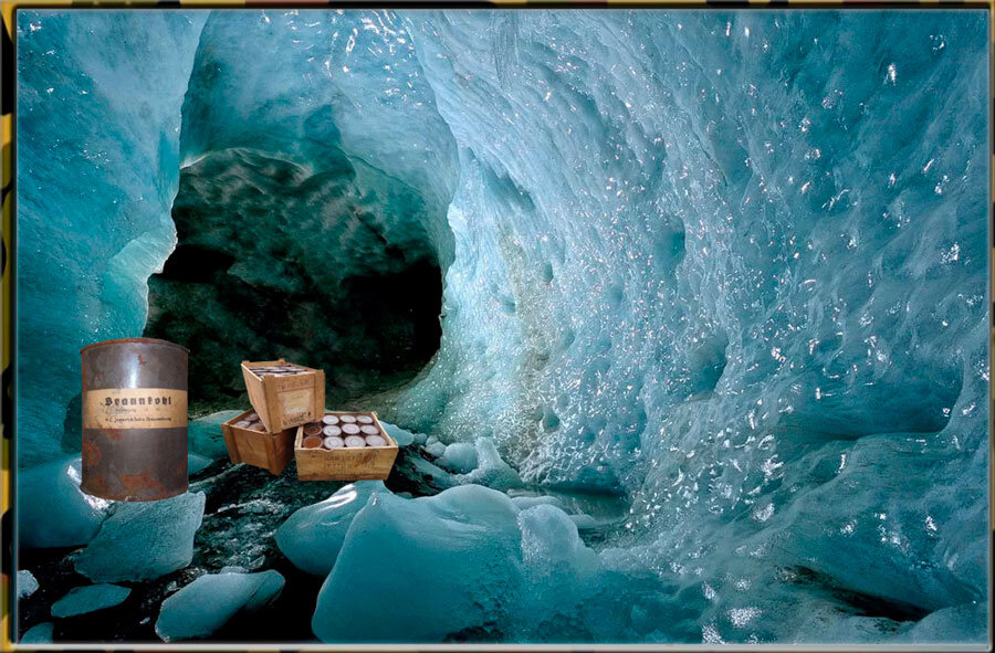 Антарктическая пещера с немецкими припасами (все могло выглядеть примерно так)