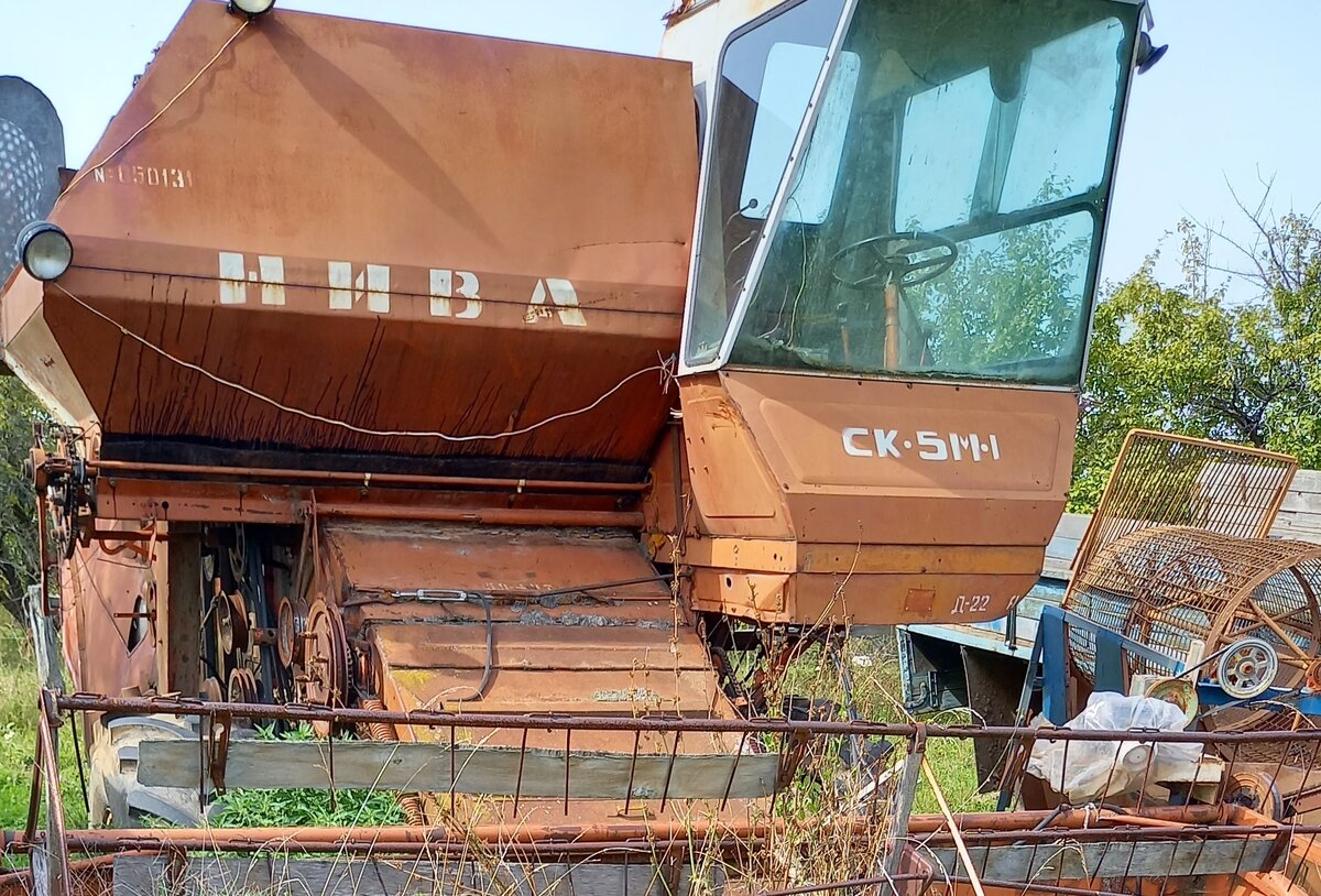 За сутки комбайны убрали. Нива ск5 с кабиной по центру.