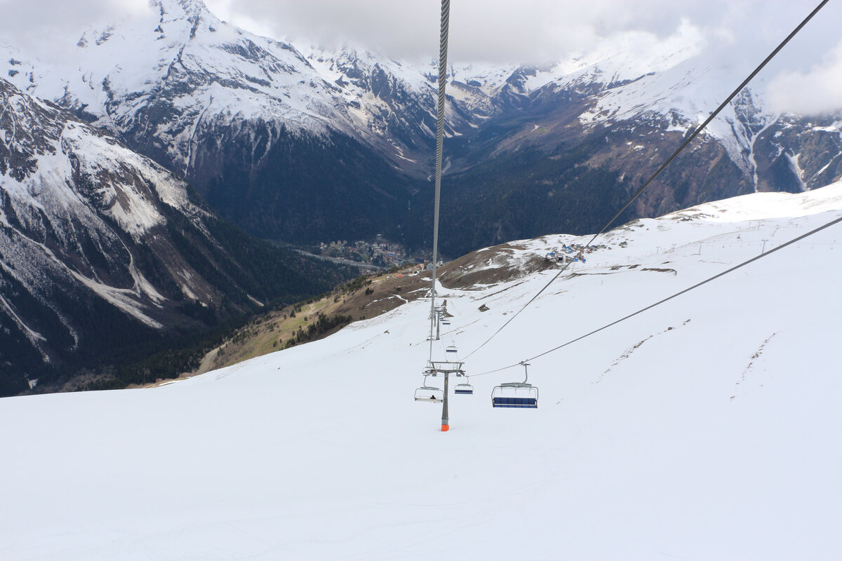 Вид на пос.Домбай с канатных дорог