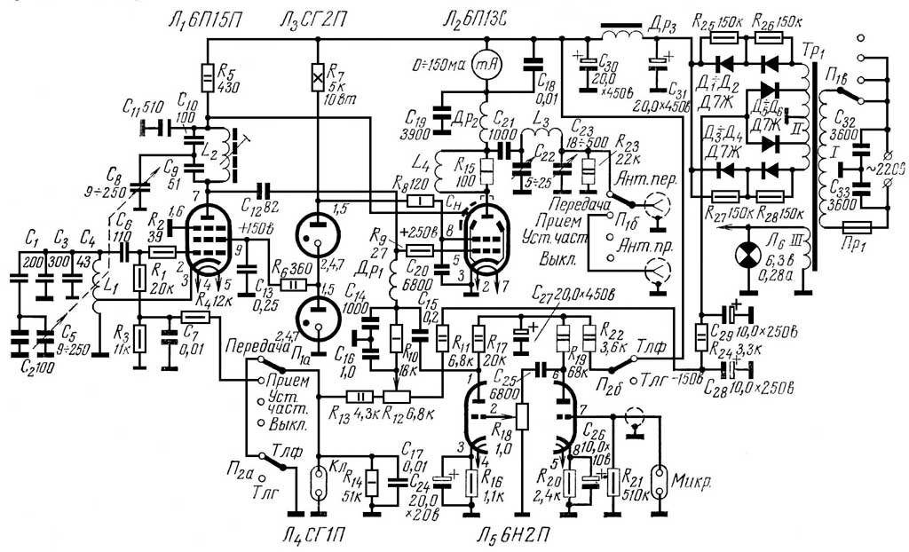 Схема «Передатчик начинающего ультракоротковолновика» Г. Джунковский и Я. Лаповок «Радио 1968 №1» 