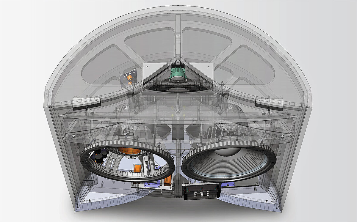 Корпус колонок JBL Project EVEREST DD67000 оснащен внутренними переборками для большей жесткости.