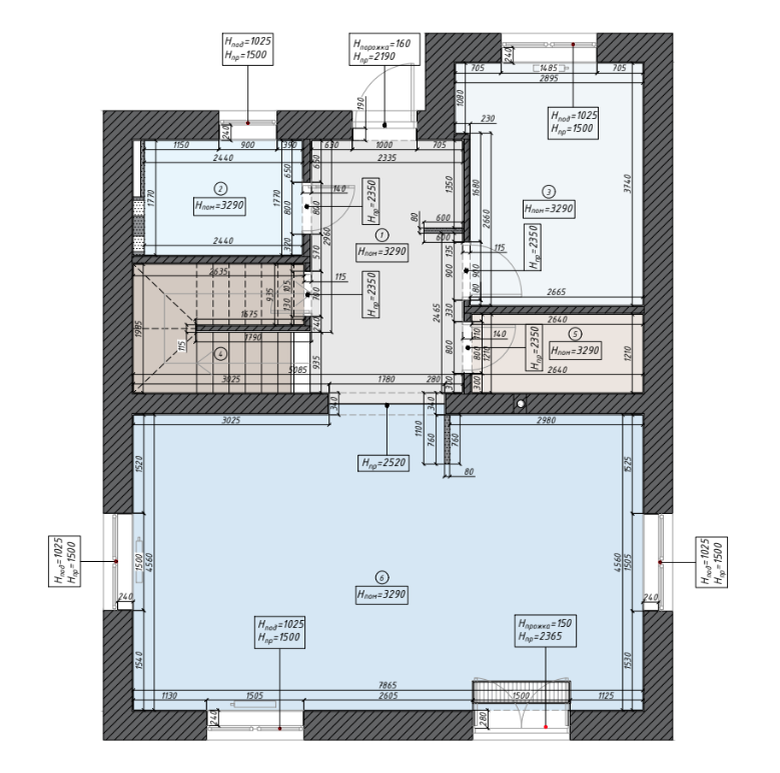 План первого этажа. Схема перепланировки дома.