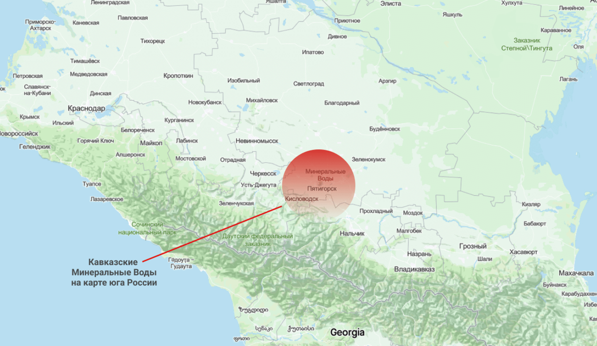 Карта Кавказских Минеральных Вод. Физическая карта Кавказа - Кавказские Минеральные Воды