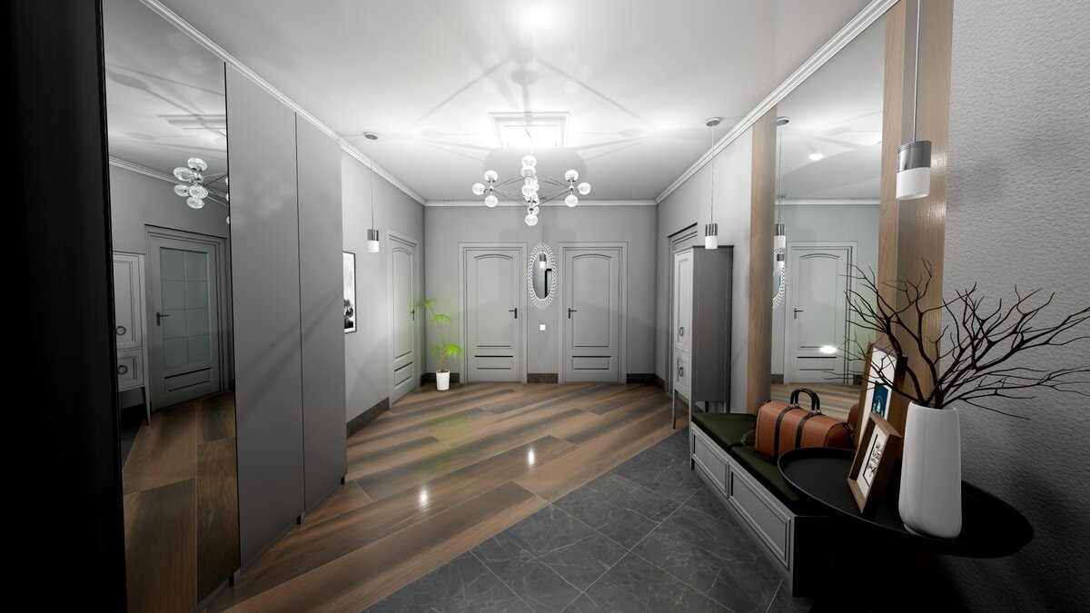 3d-визуализация прихожей с сериями KERAMA MARAZZI