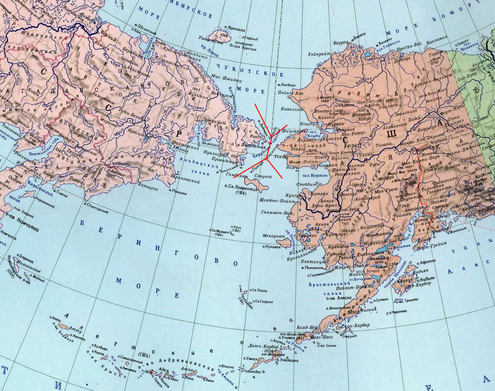 Аляска Берингов пролив Россия на карте