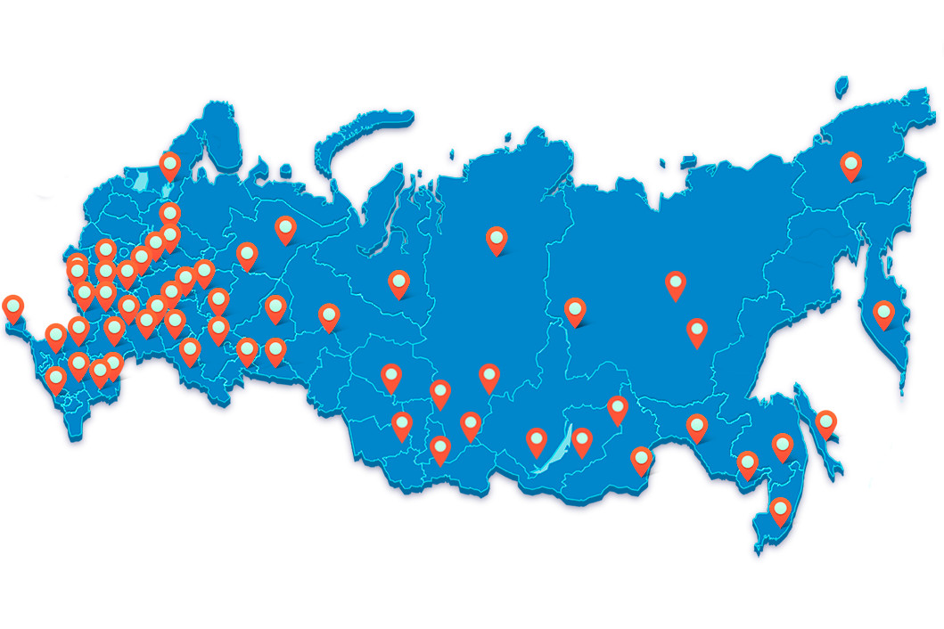 Найти по всей россии. Карта России. Карта России с филиалами. Карта России точками. География поставок.