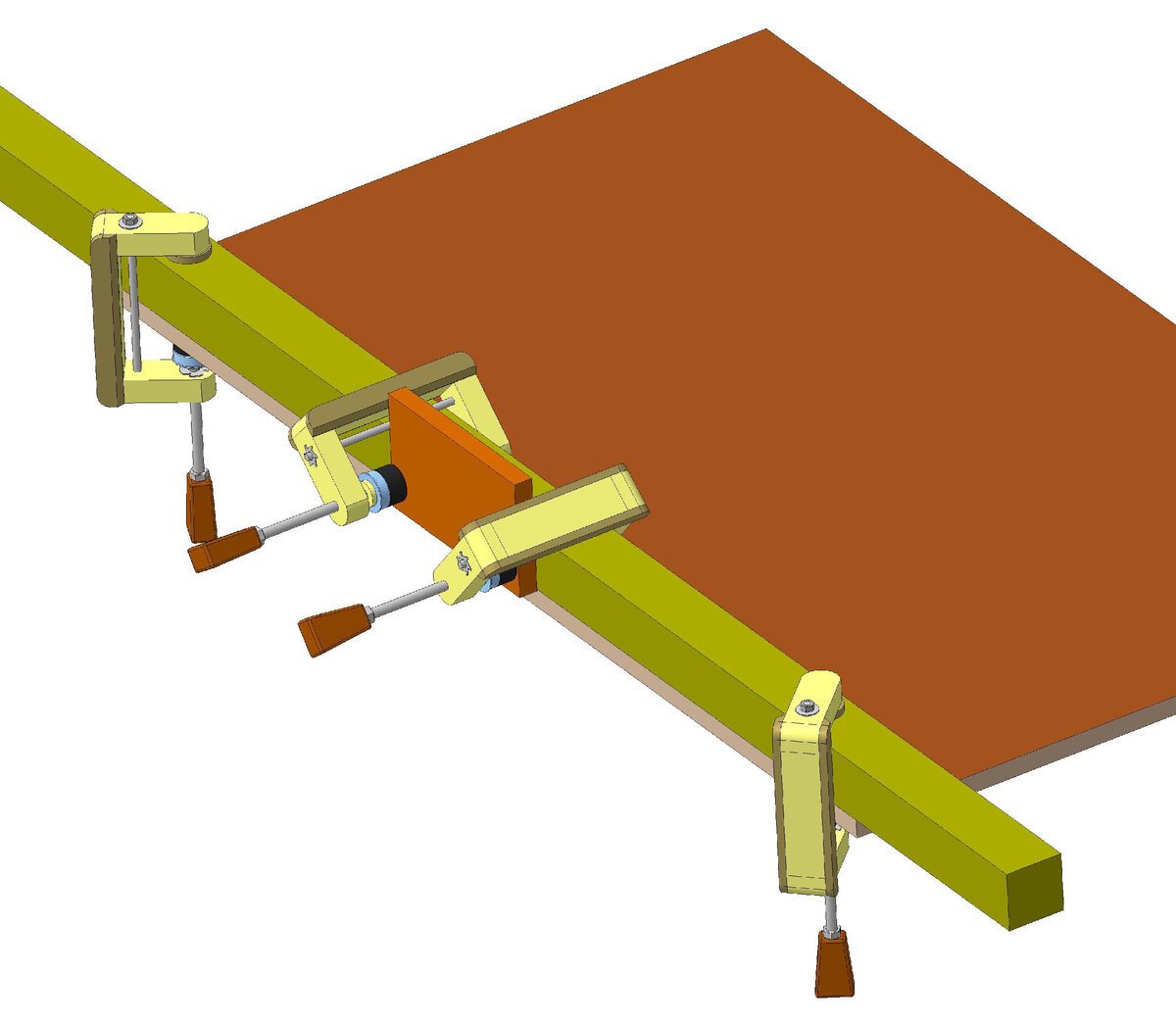 Крепление заготовки струбцинами