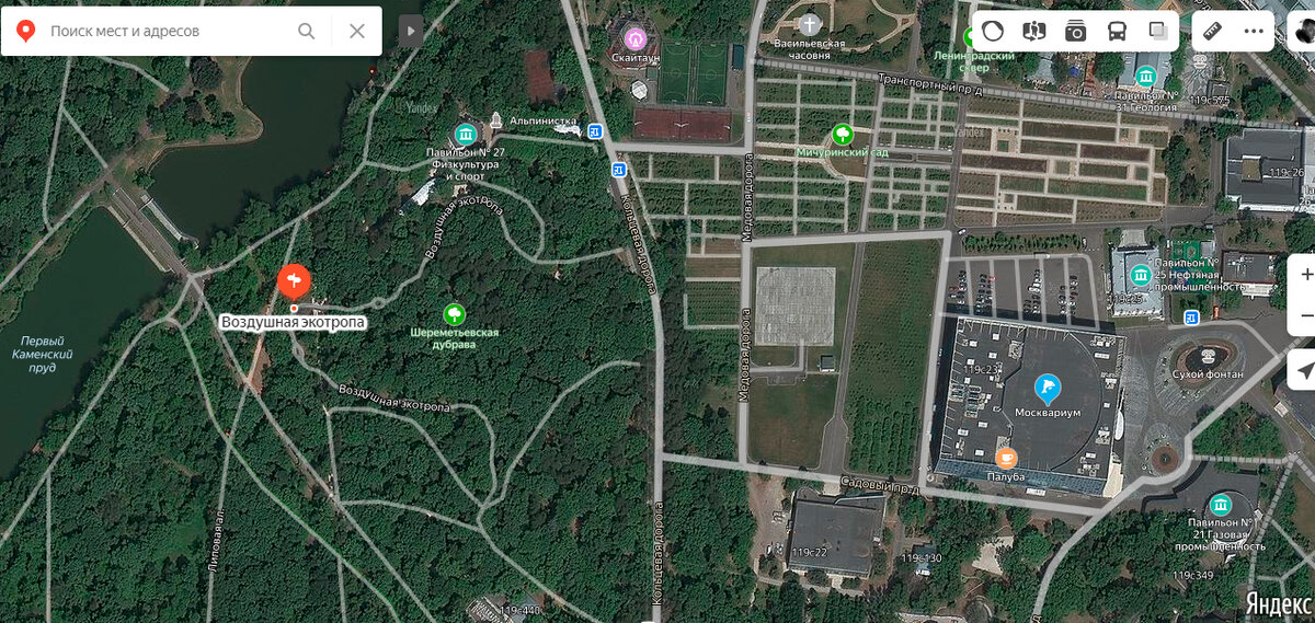 Схема размещения в парке и силуэт тропы