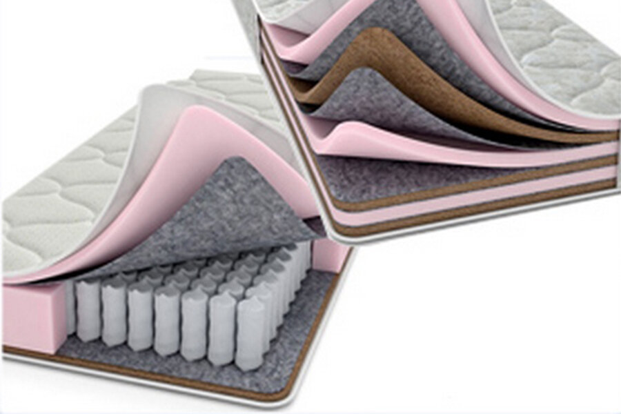 Слева пружинный матрас, справа — беспружинный