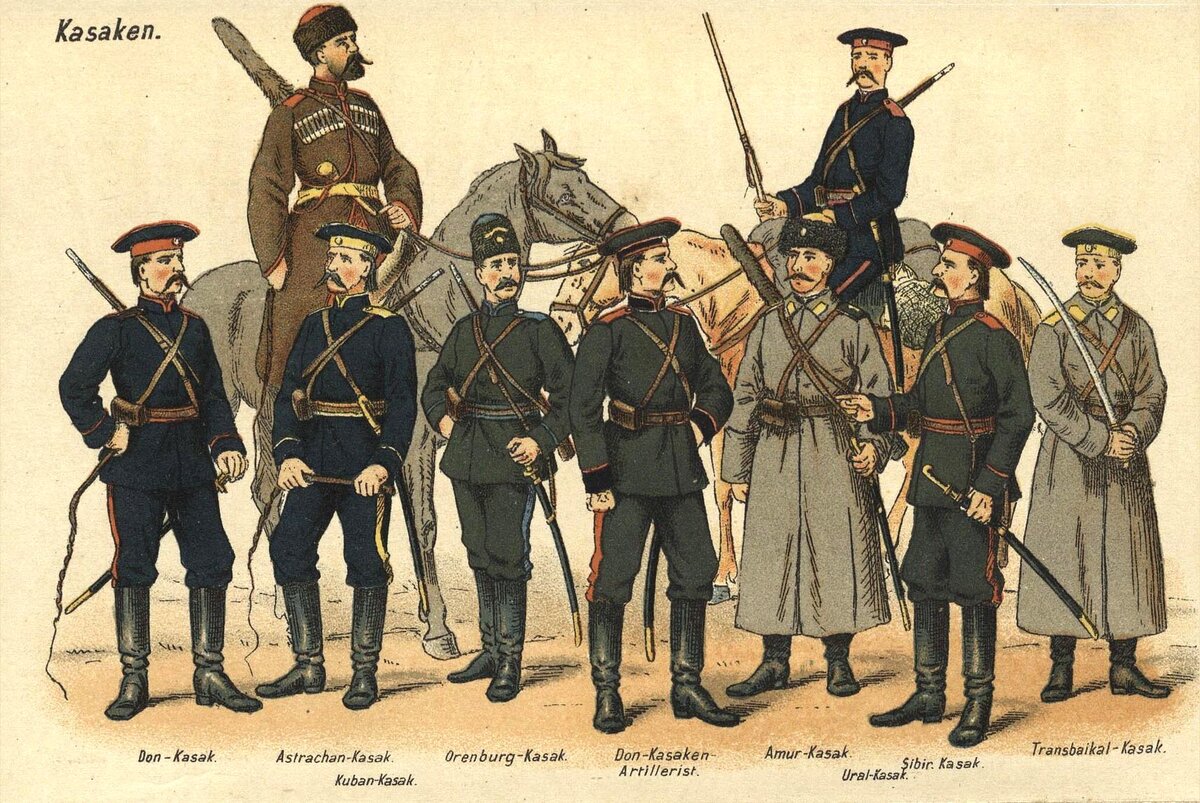 Казаки иллюстрация из Die Russische Armee. Leipzig,