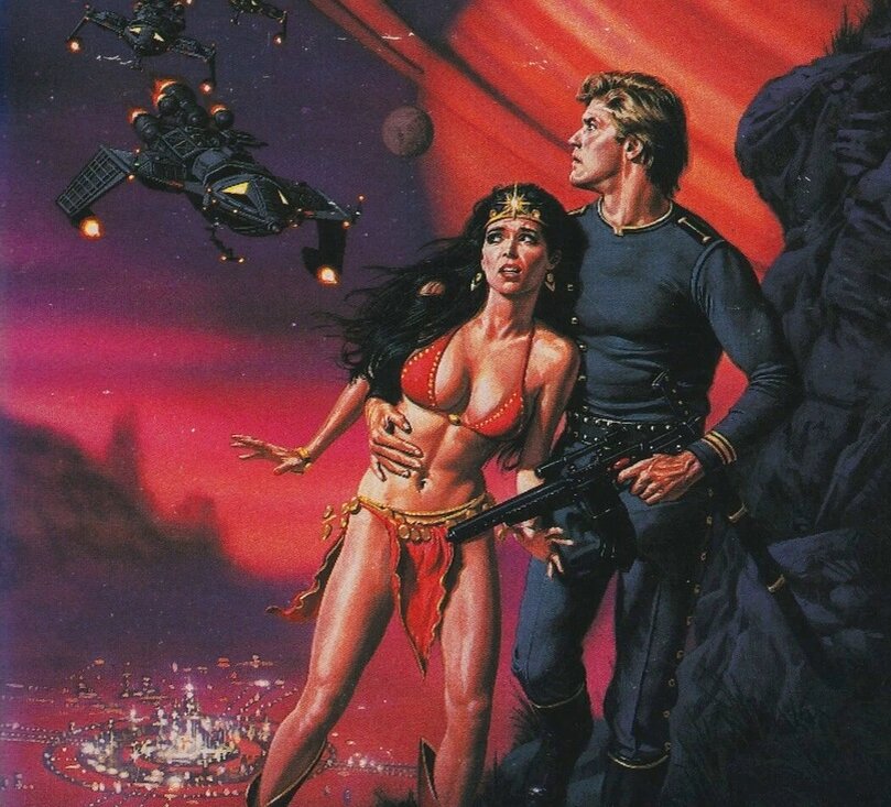 Пожалуй, эта иллюстрация от Боба Ларкина лучше всего отражает всю концепцию цикла. Девушка в опасности, могущественные враги и отважный герой, бросающийся на её спасение - это есть почти в каждой книге Табба. Многие книги даже названы женскими именами.