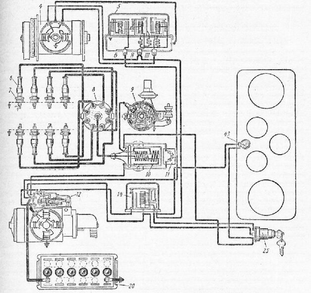 Схема зажигания зил 130 бесконтактная. Схема зажигания ЗИЛ 130. Схема электрооборудования ЗИЛ 130 контактное зажигание. Схема ЗИЛ 130 электрическая. Замок зажигания ЗИЛ 131 схема.