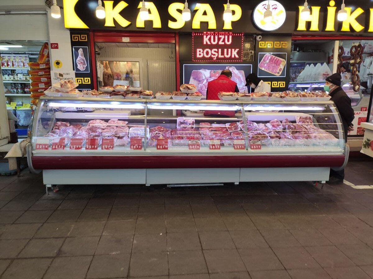 отдел с мясом на рынке в Стамбуле