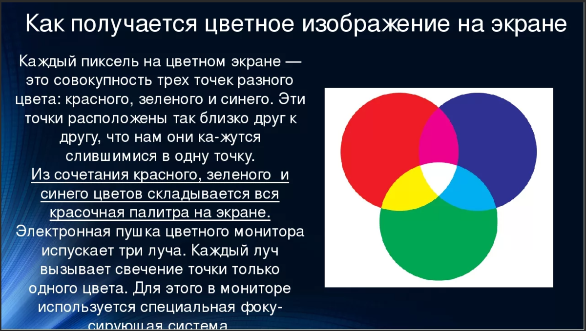 Набор цветов которые могут быть воспроизведены при выводе изображения на монитор