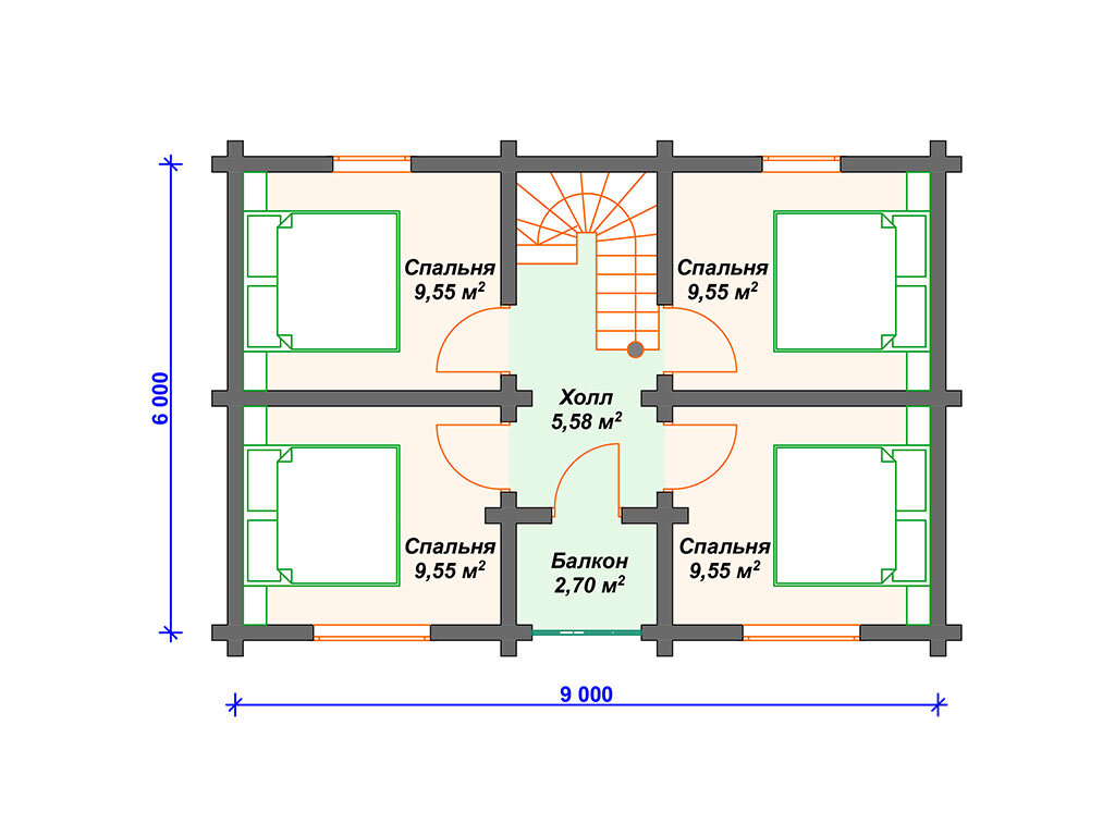 Проект деревянного дома 7х9 м с двумя эркерами | Arplans.ru - проекты домов  | Дзен